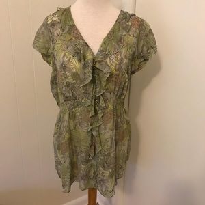 Anthropologie Odille chiffon blouse 14 girly green